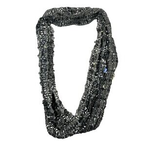 Simply Vera Vera Wang Infinity Scarf Textured Metallic Yarn Black White Ruffled